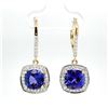 Image 1 : Cushion-Cut Tanzanite & Diamond Dangling Earrings