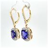 Image 2 : Cushion-Cut Tanzanite & Diamond Dangling Earrings