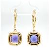 Image 3 : Cushion-Cut Tanzanite & Diamond Dangling Earrings