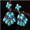 Image 3 : Stunning Turquoise, Kyanite, and Diamond Earrings