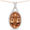Image 1 : Modernized Morganite and Diamond Halo Pendant