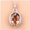 Image 2 : Modernized Morganite and Diamond Halo Pendant