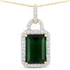 Image 1 : Gorgeous Green Tourmaline and Diamond Halo Pendant