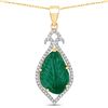 Image 1 : Carved Colombian Emerald and Diamond Halo Pendant