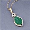Image 2 : Carved Colombian Emerald and Diamond Halo Pendant