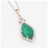 Image 3 : Carved Colombian Emerald and Diamond Halo Pendant