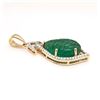 Image 7 : Carved Colombian Emerald and Diamond Halo Pendant