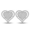 Image 1 : Pave' Diamond Heart Earrings Floating Halo