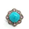Image 1 : Turquoise Ring w/Pink Tourmaline and Diamond Frame