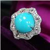 Image 4 : Turquoise Ring w/Pink Tourmaline and Diamond Frame