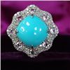 Image 5 : Turquoise Ring w/Pink Tourmaline and Diamond Frame