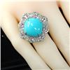 Image 6 : Turquoise Ring w/Pink Tourmaline and Diamond Frame