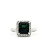 Image 2 : Green Tourmaline and Diamond Halo Ring