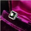 Image 3 : Green Tourmaline and Diamond Halo Ring