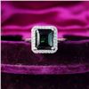 Image 4 : Green Tourmaline and Diamond Halo Ring