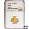 Image 1 : 1920 W Sweden .0648oz Gold 5 Kronor NGC MS63