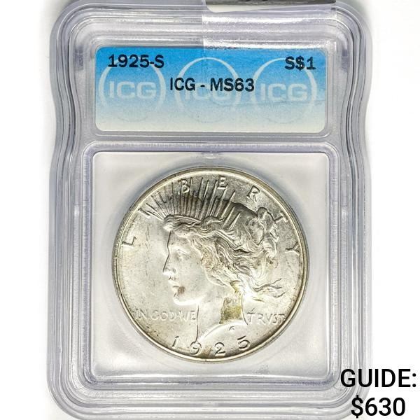 1925-S Silver Peace Dollar ICG MS63