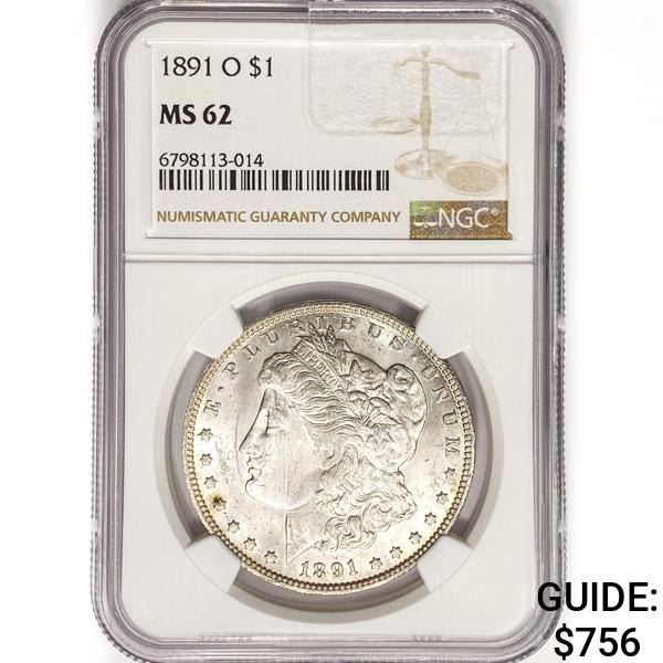 1891-O Morgan Silver Dollar NGC MS62