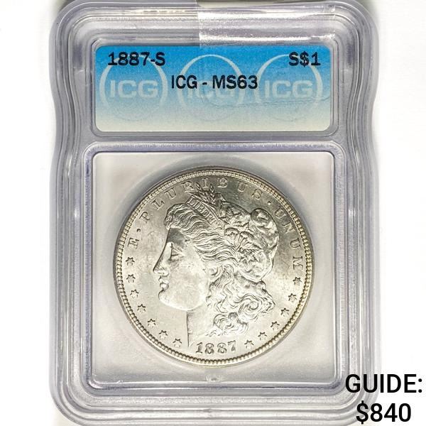 1887-S Morgan Silver Dollar ICG MS63