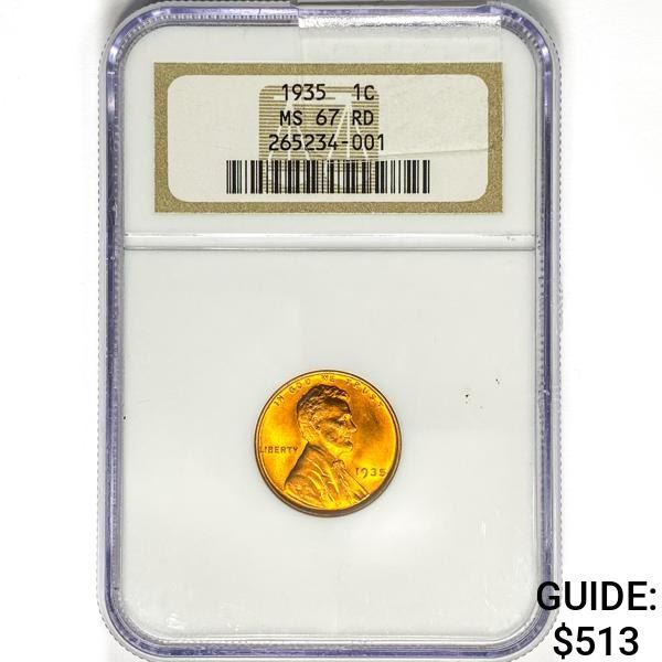 1935 Wheat Cent NGC MS67 RD