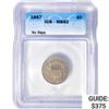 Image 1 : 1867 No Rays Shield Nickel ICG MS62