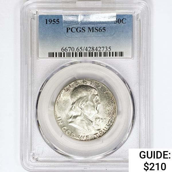 1955 Franklin Half Dollar PCGS MS65