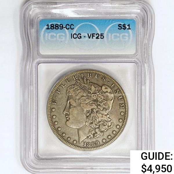 1889-CC Morgan Silver Dollar ICG VF25