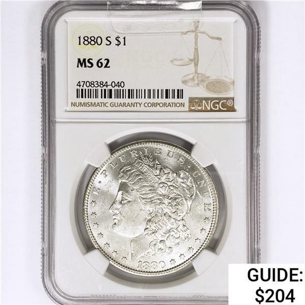 1880-S Morgan Silver Dollar NGC MS62