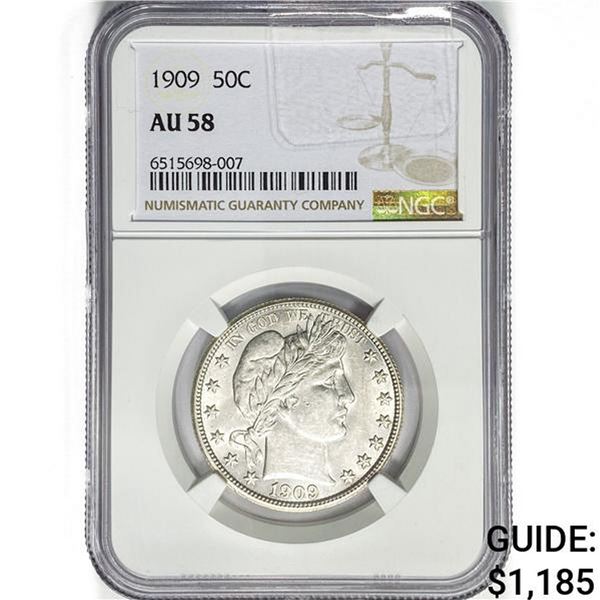 1909 Barber Half Dollar NGC AU58
