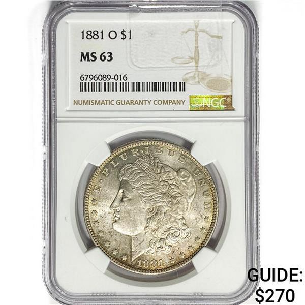 1881-O Morgan Silver Dollar NGC MS63