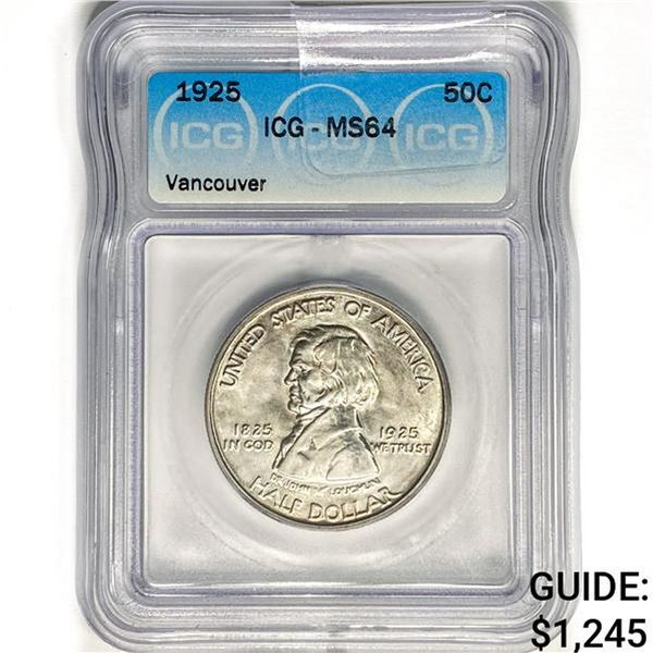 1925 Vancouver Half Dollar ICG MS64