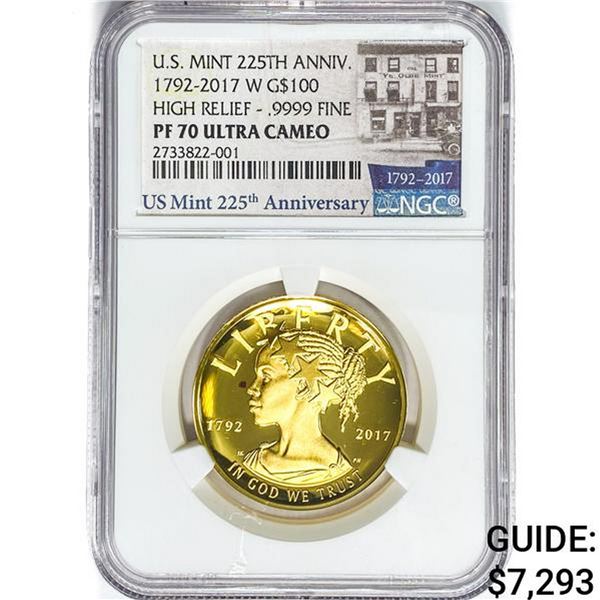 1792-2017-W $100 1oz. Gold NGC PF70 UC High Relief