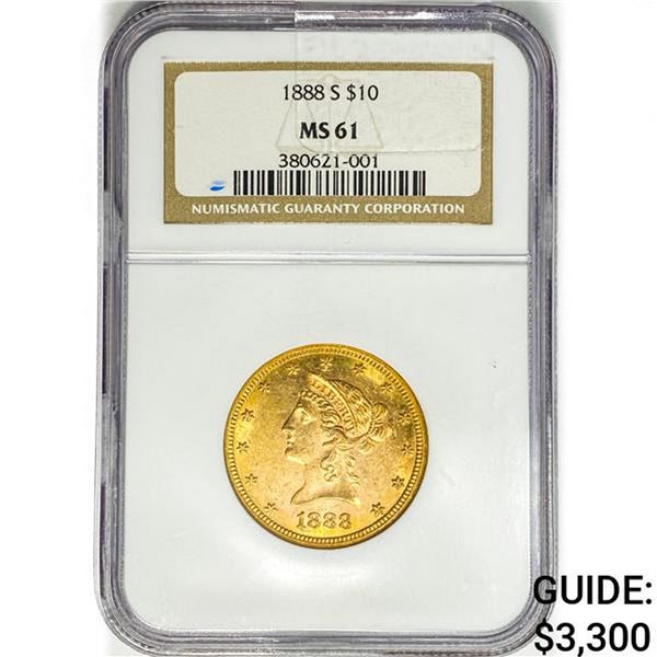 1888-S $10 Gold Eagle NGC MS61