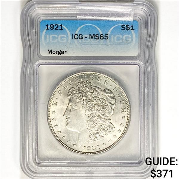 1921 Morgan Silver Dollar ICG MS65