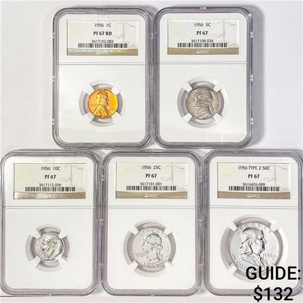[5] 1956 US Varied Coinage Set NGC PF67