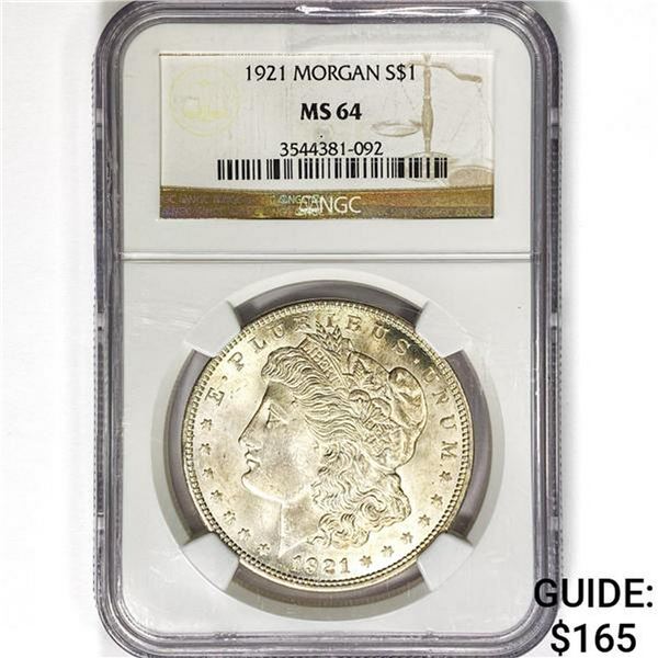 1921 Morgan Silver Dollar NGC MS64