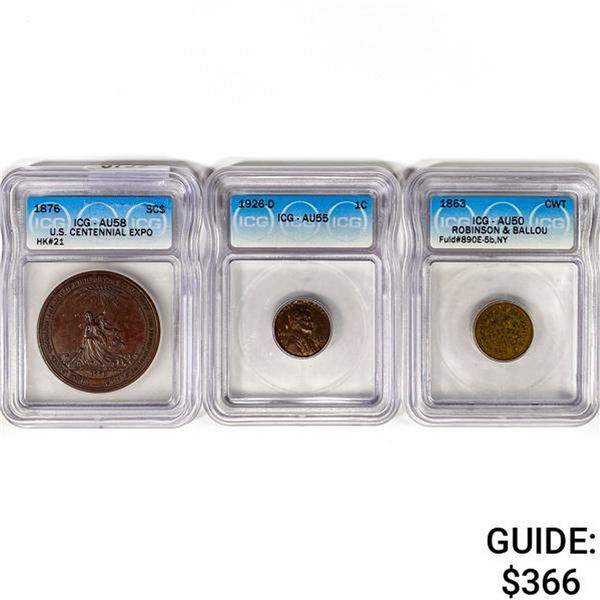 [3] Varied Coinage ICG AU 1863-1926