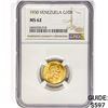 Image 1 : 1930 Venezuela 10 Bolivares .0933oz. Gold NGC MS62