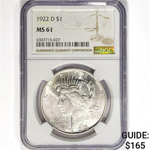 1922-D Silver Peace Dollar NGC MS61