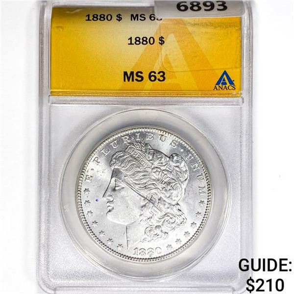 1880 Morgan Silver Dollar ANACS MS63