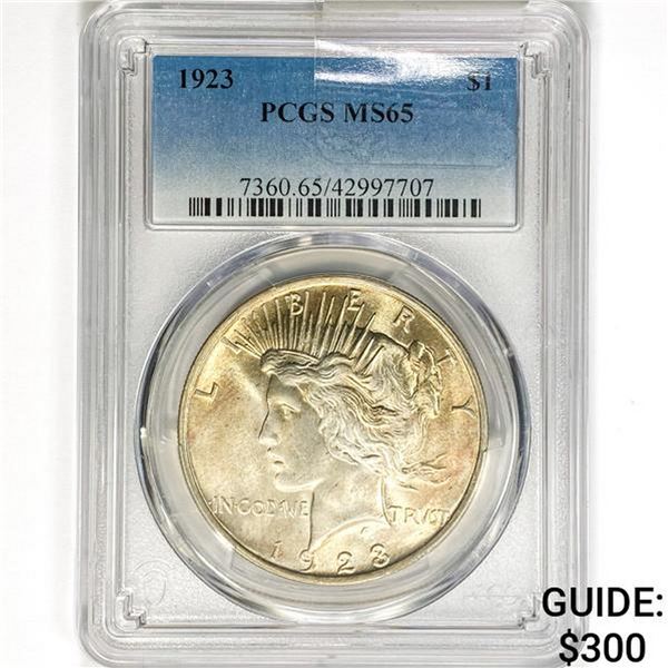 1923 Silver Peace Dollar PCGS MS65