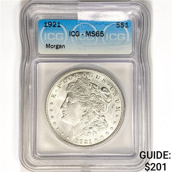 1921 Morgan Silver Dollar ICG MS65
