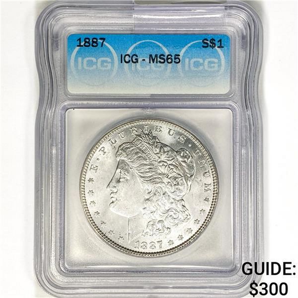 1887 Morgan Silver Dollar ICG MS65