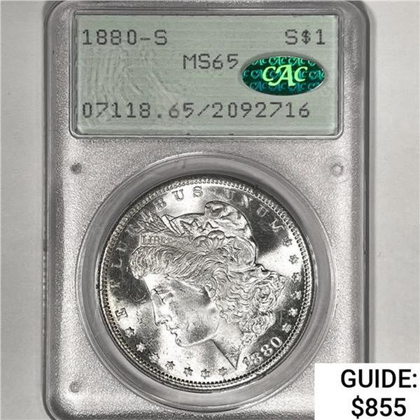 1880-S CAC Morgan Silver Dollar PCGS MS65