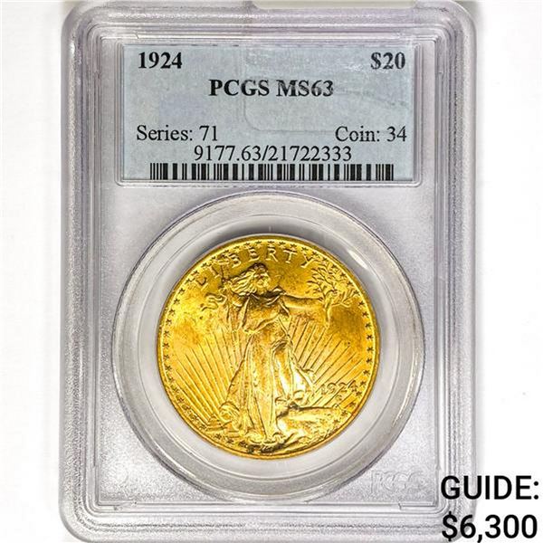 1924 $20 Gold Double Eagle PCGS MS63