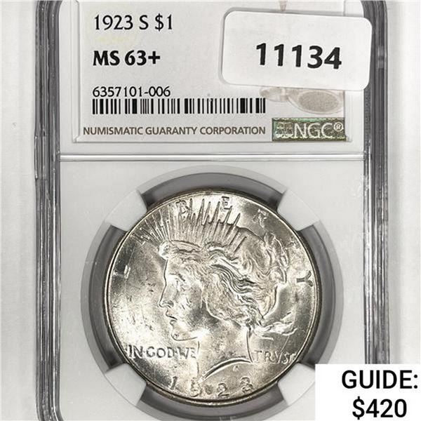 1923-S Silver Peace Dollar NGC MS63+