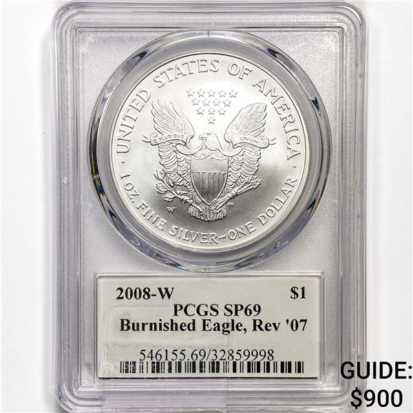 2008-W A.S.E. PCGS SP69 Burnished Eagle, REV 07