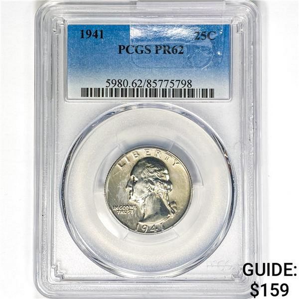 1941 Washington Silver Quarter PCGS PR62