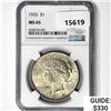 Image 1 : 1925 Silver Peace Dollar NGC MS65