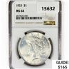 Image 1 : 1923 Silver Peace Dollar NGC MS64
